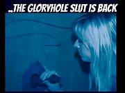 Married blonde slut wife back again at the gloryhole for more spunk-pumps to devour